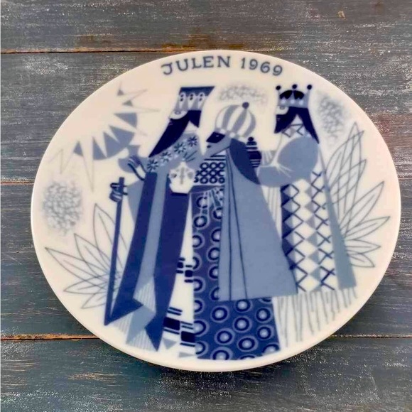 Julen 1969 Porsgrund Norway Blue Vintage Christmas Plate Three Wise Men - Picture 1 of 2